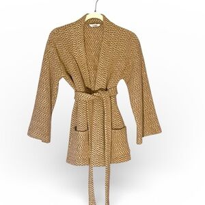 Tucker Belted Tan Wool Cardigan Sweater